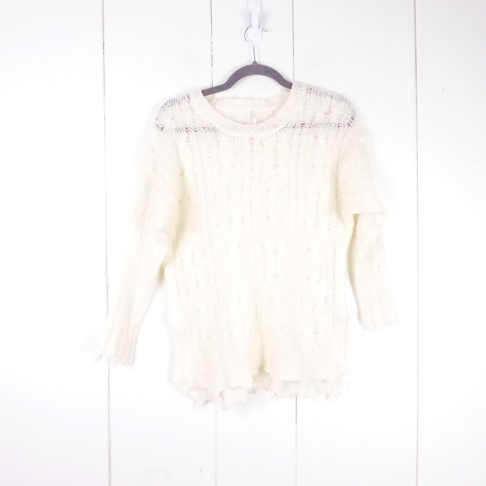 Anthropologie Sweater Womens SZ S Wool Blend Open Knit‎ Delicate 3/4 Sleeve